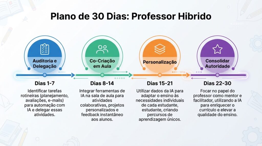 Cronograma de 30 dias para professor implementar inteligência artificial na prática pedagógica e recuperar tempo